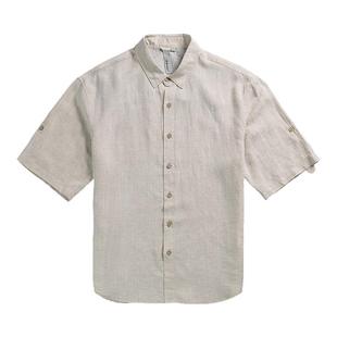 知性范简约莱赛尔亚麻七分袖衬衫秋季男款慵懒高级感短袖衬衣外套