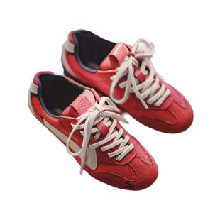 马登女装红色赛车鞋复古薄底德训运动休闲鞋平底阿甘板鞋女子秋冬