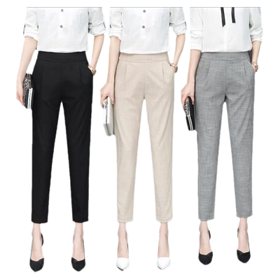 薄款新款九分棉麻小脚休闲裤子