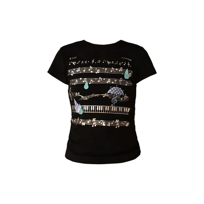 ins潮韩版甜辣妹音符印花短袖女