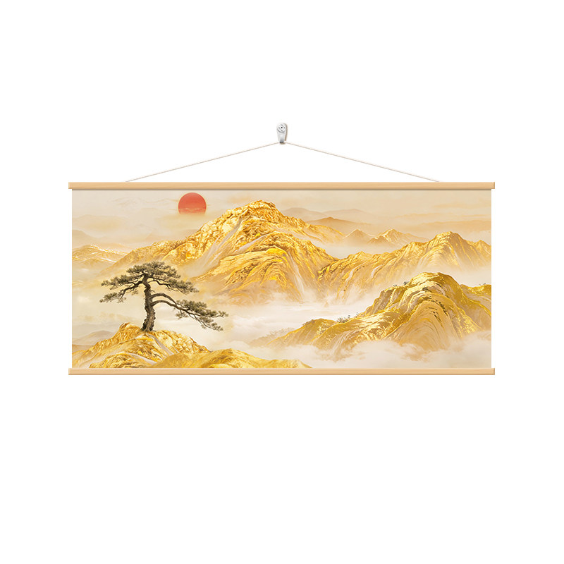 旭日东升东墙客厅装饰画日照金山