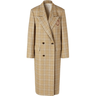 IIIVIVINIKO早春新品英伦复古格纹西装粗花呢长款大衣