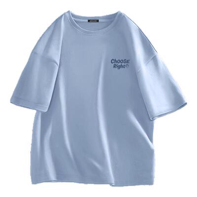 真维斯蓝色休闲纯棉短袖男款夏季