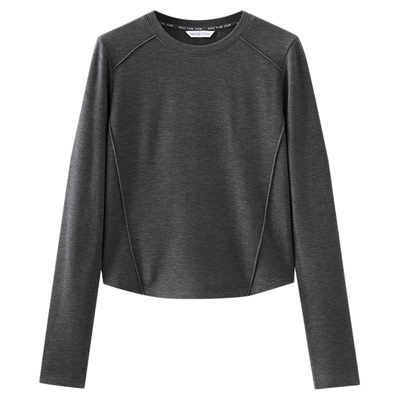 水云间双面德绒毛针织衫正肩修身上衣女长袖内搭打底衫毛衣叠穿冬