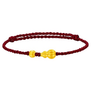 百泰首饰葫芦金珠黄金手链足金转运珠编织红绳手串福禄手环新年礼