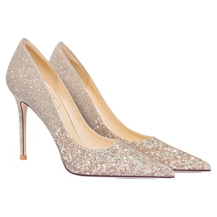 HolyRose【星河之恋】成人礼公主水晶鞋金色婚鞋高跟新娘主婚纱鞋