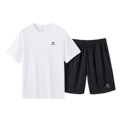骆驼户外速干套装男夏季2025新款运动休闲套装薄款透气短袖短裤女