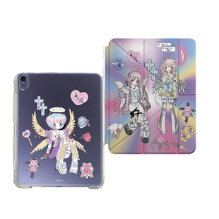 PlayGirll小众插画病娇少女适用可拆分Y折2025款ipadpro13保护套亚克力air7/6壳苹果平板ipad11带笔槽12.9壳