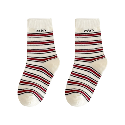 儿童袜子秋冬季无骨中筒袜男女童韩版条纹运动袜中大童miu系潮袜
