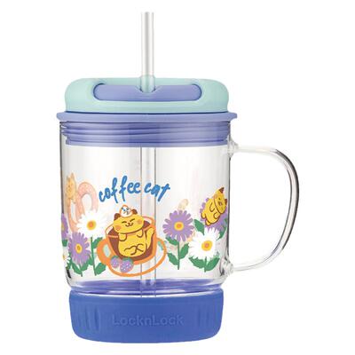 乐扣双饮口玻璃牛奶杯