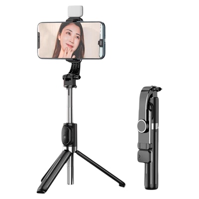 25新款带补光蓝牙遥控手机自拍杆