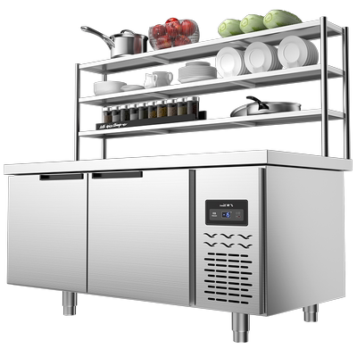 新飞冷藏工作台商用保鲜冷冻双温平冷冰柜不锈钢卧式水吧操作吧台