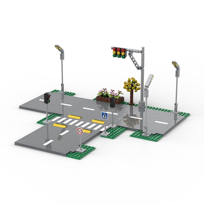 60304城市道路积木玩具底板