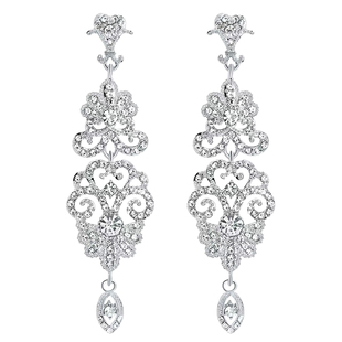 韩系超闪钻石长流苏耳环气质轻奢高级感夸张耳夹名媛晚宴婚礼耳饰