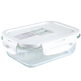 长方形耐热玻璃带饭盒微波炉冰箱保鲜密封盒便当小号分隔带盖保鲜