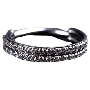 Shinma 16G侧面并排镶锆石卡扣式耳蜗环耳环唇环鼻环欧美穿刺饰品