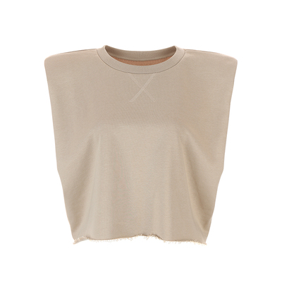 无袖休闲纯色纯棉直角肩t恤套装