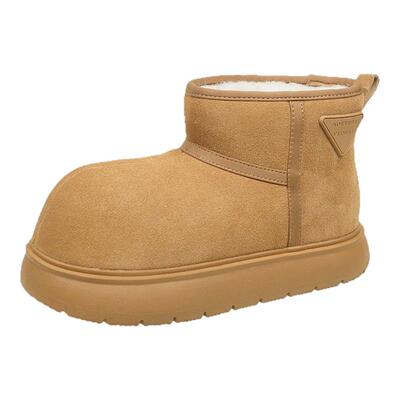 变异猫卡皮巴拉雪地靴女款26新款冬季加绒保暖棉鞋厚底丑萌大头鞋