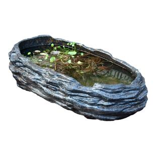 古法养鱼缸生态造景碗莲浮萍陶瓷盆家用阳台水培池小型装饰仿石头