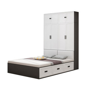 榻榻米衣柜床一体儿童床带书桌组合多功能储物床小户型卧室衣柜床