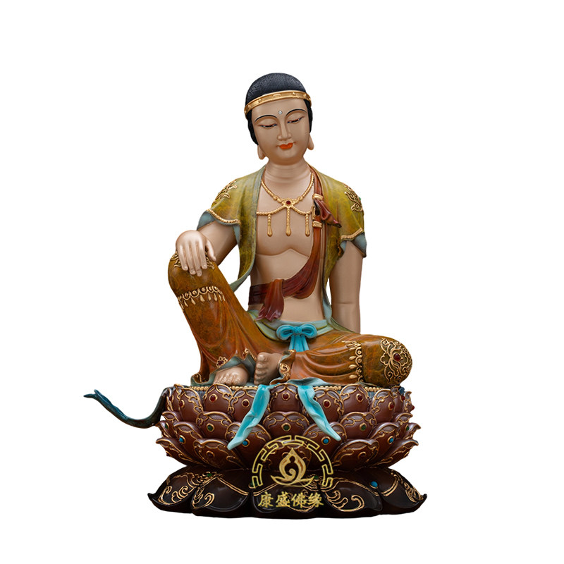 黄铜歪脖老母神像中式桌面摆件