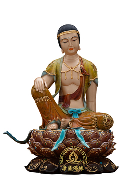 黄铜歪脖老母神像中式桌面摆件