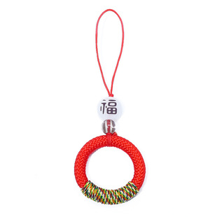 手工编织指环扣福字手机挂绳短款创意古风钥匙扣挂件饰品手机链