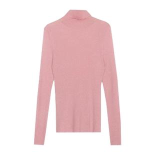 堆堆领羊毛衫2025新款修身高领内搭上衣粉色针织毛衣女秋冬打底衫