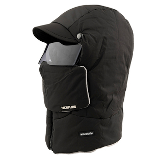 帽子围脖一体冬季保暖头盔秋冬骑行骑车头套防寒雷锋帽男防风面罩