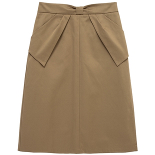 布景半身裙女春季新品简约气质松紧腰设计A字中长裙子2014