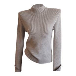 龙妹家杏色加绒加厚毛衣打底衫女内搭2025新款秋冬半高领针织上衣