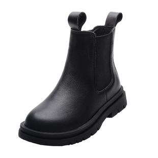 女童烟筒靴全牛皮秋冬真皮马丁靴儿童保暖切尔西短靴女宝宝棉靴子