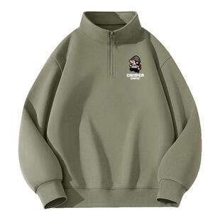 立领卫衣男款2026新款春秋款青少年半拉链上衣初中生宽松春季外套