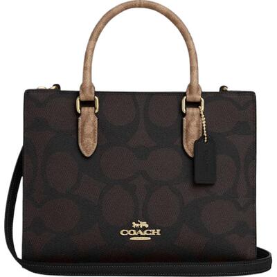COACH/蔻驰奥莱女士经典标志老花MAGGIE小号托特包手提包斜挎包