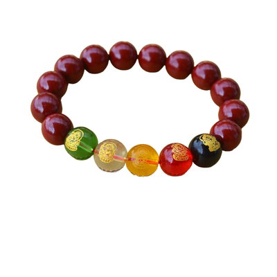 五路财神朱砂手链紫金砂手串男女