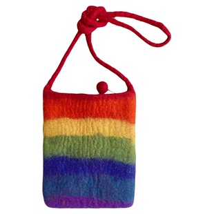ins风尼泊尔手工羊毛毡包彩虹包大包手提包斜跨手机mac电脑包女包