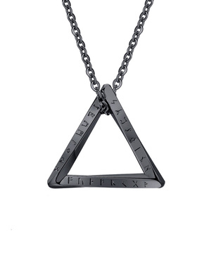 三角形项链男钛钢吊坠毛衣链简约
