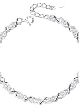 999足银心心相系手链女小众设计