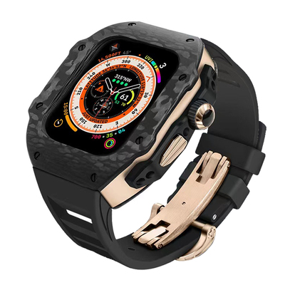 适用iWatch碳纤维表壳氟橡胶表带
