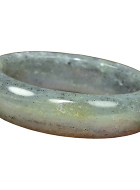 和田玉白底青花籽料手镯宽版留皮