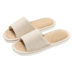 买一送一亚麻拖鞋女2025新居家室内情侣静音透气防滑拖鞋四季男士