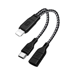 适用苹果17/16接罗德收音麦克风转接头小蜜蜂边直播边充电手机声卡15无线领夹麦转接线收音器typec转lighting