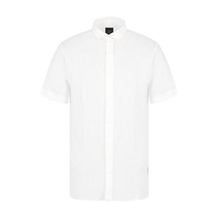 ARMANI EXCHANGE/阿玛尼秋冬男亚麻短袖商务人夫感西装白衬衫上衣