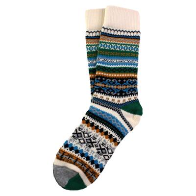 费尔岛阿美咔叽袜子Stochastic民族花色复古红翼图腾纯棉工装彩色