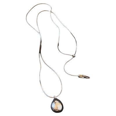 银色水滴吊坠抽拉式可调节项链