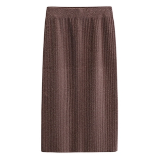 大码针织半身裙女秋冬款加厚包臀裙毛线裙中长款长裙子胖mm200斤