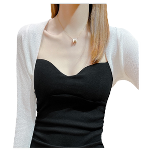 冰丝短款小坎肩夏季披肩配裙子针织长袖外搭罩衫防晒开衫配吊带裙