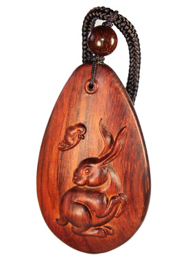 印度小叶紫檀木精雕十二生肖吊坠