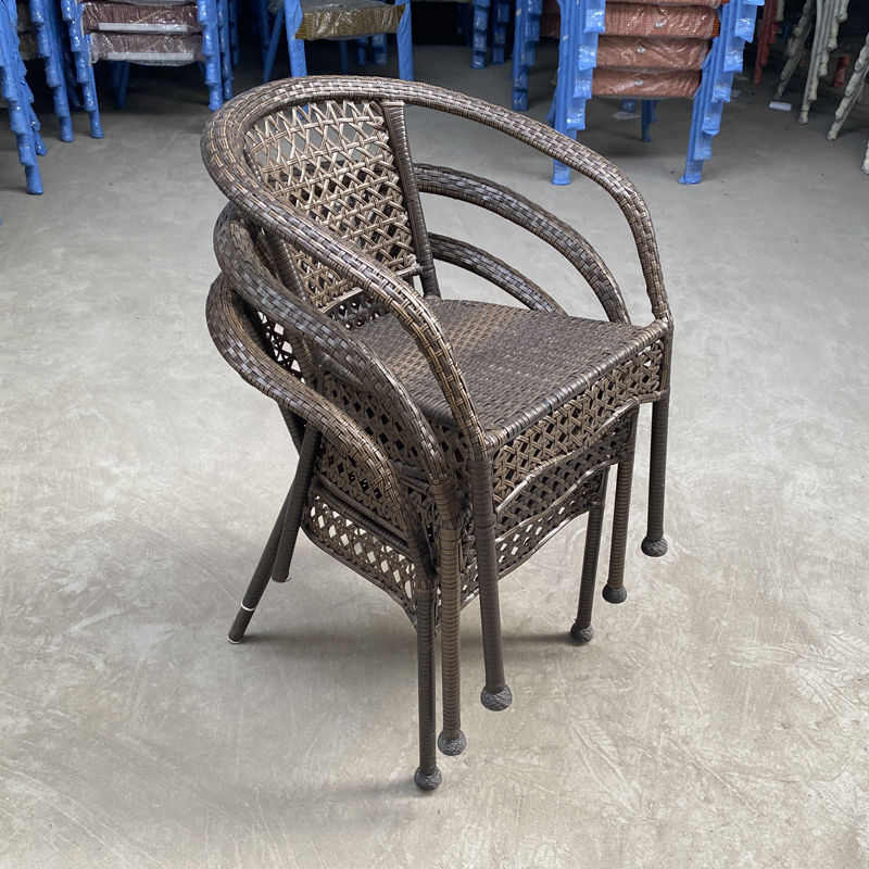 藤椅阳台桌椅单人靠背椅家用客厅餐椅室外手工藤编铁艺庭院休闲椅