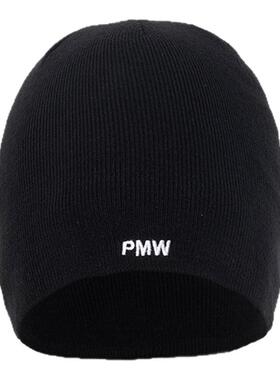 PMW 基础冷帽字母刺绣LOGO针织帽黑白百搭保暖休闲帽子男女同款